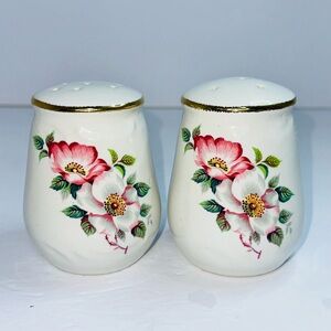 House of Webster Briar Rose Salt and Pepper Set with 22k Gold Fired-on Trim